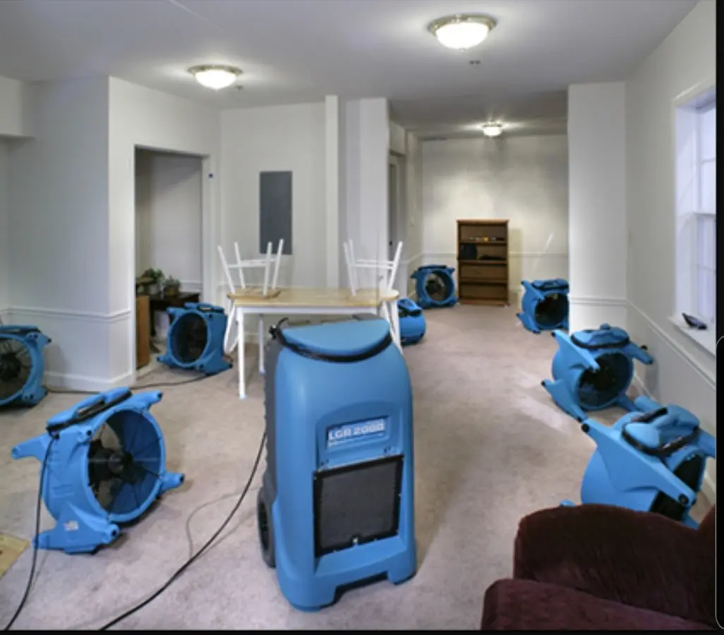 Air movers and dehumidifier setup for Water Extraction & Removal in Sturgeon Bay